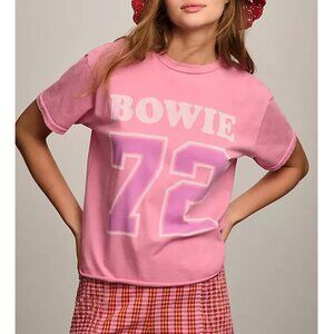 Anthropologie Retro Brand Varsity Graphic Short-Sleeve T-Shirt Bowie Pink S